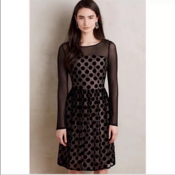 NWT Anthropologie Sunday in Brooklyn Mesh Polka Dot Dress Black Size 2 - Picture 4 of 10